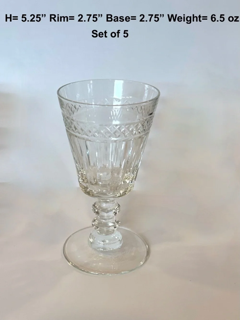 Set of 5 Vintage Tiffin-Franciscan Glass Wallingford Claret Wine Glasses 5.25